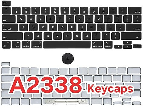 WARWOLFTEAM Tastatur-Tastenkappen, vollständiges US-Set, Ersatz für MacBook Pro 13 Zoll A2338 M1 2020 EMC 3578 Tastenkappen mit Entfernungswerkzeug (A2338 US-Tasten)