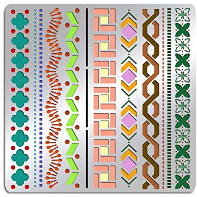ORIGACH 15,6 cm Metallschablone für geometrische Malerei, Edelstahl-Malschablonen, Holzbrennschablonen für Scrapbooking, Holzschnitzerei, Brandmalerei, Gravur