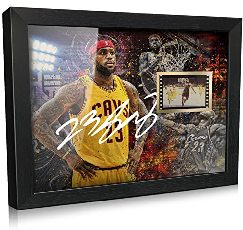 ORIMAMI Gerahmtes Foto von LeBron James, Basketball-Fans, 20,3 x 15,2 cm | Mit 1 x 35 mm Film-Zelle, tolles Geschenk für Geburtstag, Weihnachten, Vatertag