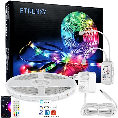 Alexa LED Strip 10m, Wifi LED Band RGB LED Stripes LED Fairy Lights Musik Sync, Tuya App Arbeitet mit Google Assistant, LED Strips DIY Benutzerdefinierter Szenenmodus Schlafzimmer Küche Partei