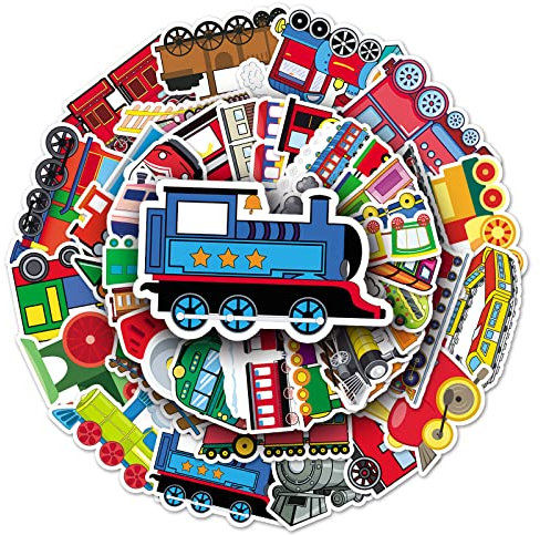 50pcs Cartoon Train Stickers for Teens, Kids, Adults Waterproof Vinyl Stickers Cute Funny Trendy Stickers for Skateboard Water Bottle Laptop Luggage Guitar Travel Case Bike