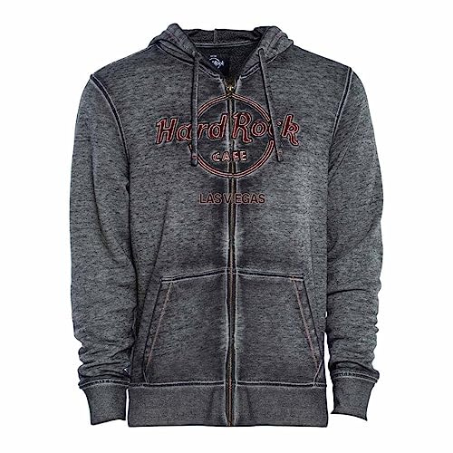 Hard Rock Herren Double Burnout Zip Hoodie Charcoal, Las Vegas, XXX-Large