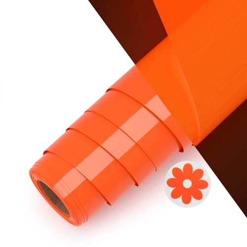 Asoway Vinilo Textil Termoadhesivo, Vinilo Textil Naranja luminoso 3d puff HTV 25 X 244cm Rollo Para DIY camisetas, bolsas, sombreros y otros tejidos, Efecto de patrón tridimensional，Fácil de operar