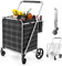 COSTWAY Carrello Portaspesa Pieghevole con Sacca, Carrello della Spesa Pieghevole con Ruote Girevoli a 360°, 2 Cesti, Capacità di Carico: 150 kg, 126 L, 66 x 64 x 103 cm (Argento)