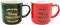 Dekohelden24 Weihnachtsbecher - Tassen aus Steingut in rot und grün als 2er Set, Aufschrift: Merry Christmas, Maße L/B/H 13 x 9 x 9 cm. Fassungsvermögen ca. 330 ml