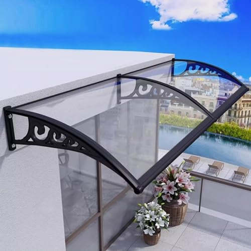 Vordach Haustür Überdachung,Haustürvordach Pultvordach aus 2.5mm Dicke Transparentes Polycarbonat,Türvordach,Pultbogenvordach,Uv-Regen-Schnee-Schutz Vordach für Eingangstür (120x280cm/47x110)