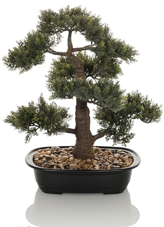 hjh OFFICE Plante Artificielle Bonsai Plante décorative Artificielle, Arbre Artificiel Facile d'entretien, Hauteur 44 cm, pin, Vert 871050