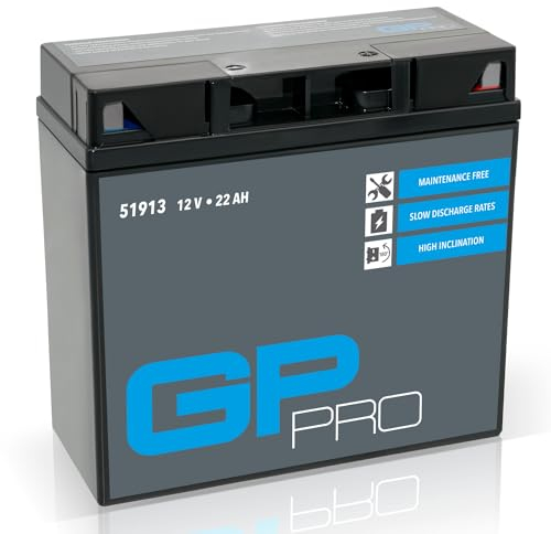 GP-PRO Gel-Batterie 12V 22Ah 51913 GT19BL-BS Motorradbatterie, wartungsfrei versiegelt vorgeladen ähnlich YT19BL-BS / 51814/52015
