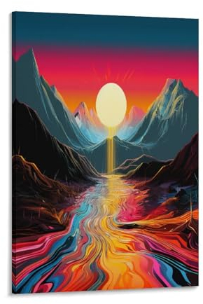 KeAan Snowy Mountain Sunset Poster;Wandbild Kunstdruck Wand-Dekorationen Mit Eindrucksvollen Farben 24x36inch(60x90cm)