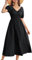 GRACE KARIN Ladies Summer Beach Dresses Short Sleeve Elegant Casual A-Line Midi Dress High Waist Black Dress for Women L Size 16