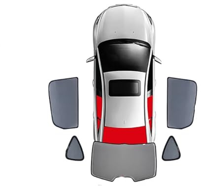 Auto-Sonnenschutz für Seat Ateca SUV 2016-2024, Sonnenschutz für vordere und hintere Seitenfenster, individueller magnetischer Nylon-Visiervorhang,AII-Black-5PCS Rear+Train+Back