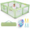 GOPLUS 189x158 cm Laufstall Baby, Laufgitter mit atmungsaktiver Netz, 4 Reißverschlusstür, Tragetasche, 50 Bällen, 4 Haltegriffen, Schutzgitter für Baby 0-3 Jahren (Ohne Matratze,Grün)