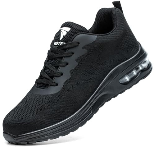 VAVOBIS Safety Trainers Men Womens Safety Shoes with Steel Toe Cap Trainers Non Slip Lightweight Work Trainers Breathable Puncture Proof Work Shoes，Black UK 12