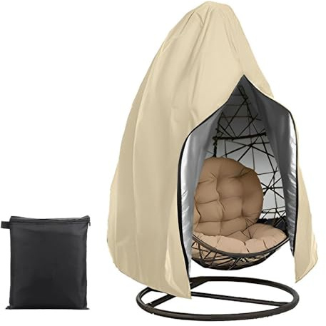 Morbuy Hängesessel Abdeckung, Swing Egg Chair Cover, Outdoor Hängestuhl mit Reißverschluss Anti-Staub Wasserdicht Schutzhülle, Hängesessel Gartenmöbel Schutzhülle (Beige,115 * 190cm)
