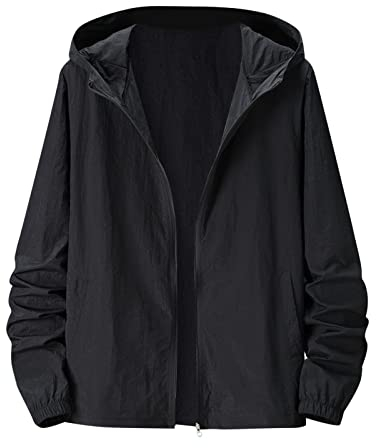 Veste de Pluie pour Homme - Imperméable, Respirante et Coupe-Vent - Veste d'Été à Capuche pour Loisirs