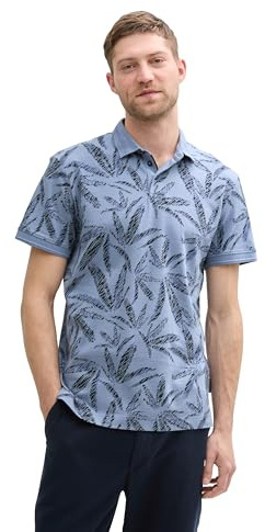 Tom Tailor Herren Piqué Poloshirt mit Palmen-Print