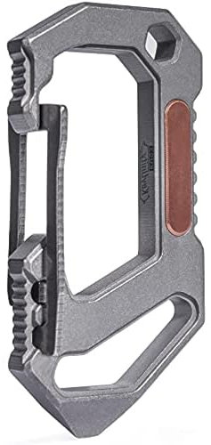 KeyUnity Titanium EDC Quick Release Carabiner Multitool 6 in 1 Multi-Tool Key Ring Bottle Opener Screwdriver Slotted Screwdriver Bottle Opener Crowbar Silver (KU03)