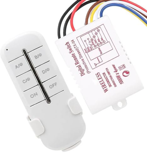 1, 2, 3, 4 Voies ON/OFF AC180-240V 1000W Interrupteur de Commande sans Fil Télécommande Lampe Lumière RF Interrupteur de Télécommande pour Lampe en, Lumière LED, etc., (MR704 à