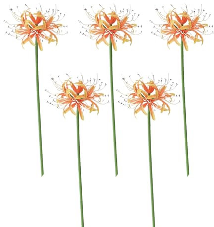 Marooma Artificial Spider Lilys Flowers, 5 Stems 26.38 Inch Lycoris Radiata Flowers, Lifelike Lycoris Recoil Fake Spider Plant, Silk Flower Bouquet Decor for Home Vase Garden (A)