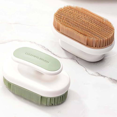 2 cepillos de limpieza de cerdas suaves de silicona, cepillo de lavado pequeño para el hogar, cepillo de limpieza para manchas en ropa, sombreros, ropa interior, agarre cómodo