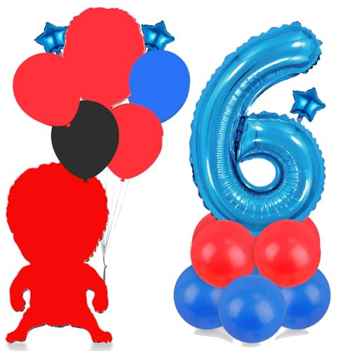 Luftballon Geburtstag Deko 6 Jahre Jungen- Spider Geburtstagsdeko 6 Jahr Ballon Deko 6. Geburtstag Folienballons Happy Birthday Banner Girlande für Kindergeburtstag Party Deko