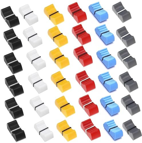 ZAHD 36 Stück fader kappen mixer fader fader knob fader knopf Fader Knöpfe Faderknopf Aufnahme Bunte Fader Caps Konsole Mischer Schieberegler für DJ Mixer die Lautstärkeregelung Gitarrenkonsole (36)