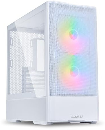 LIAN LI LANCOOL 207 Compact ATX RGB Gaming Computer Case, Airflow Optimized Mesh Panels Tower Chassis w/ 2x140mm ARGB,2x120mm PWM Fans Pre-Installed, USB Type-C Port, Tempered Glass Side Panel (White)