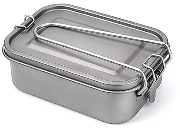SDVantage 2PCS Pure Titanium Square Lunch Box 800ML， Foldable Sealed Bento Box Suitable for Outdoor Camping Or Cycling，One Color-TI89
