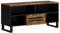 Sufrk Acacia Meuble TV 100 x 34 x 46 cm en bois massif, meuble TV mobile, meuble de télévision, meuble industriel table basse vintage console pour salon