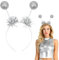 Alien Haarreif Silber, Alien Kostüm Damen Discokugel Haarreif, Alien Kopfschmuck, Haarreif Space Girl Kostüm Alien Accessoires, Weltall Kostüm Zubehör für Karneval Disco Mottoparty Spacegirl Kostüm