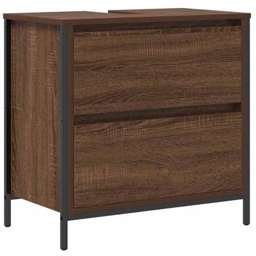 vidaXL Mueble de baño con Lavabo y cajones Roble marrón 60x34,5x60 cm, Mueble de Lavabo, Mueble de almacenaje, Mueble de baño, Mueble de baño