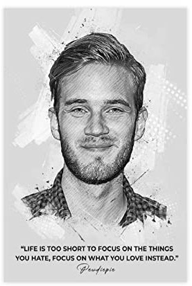 RIDAEX Foto Auf Leinwand 60 * 90cm Senza Cornice PewDiePie Felix Kjellberg Poster Motivational Inspirational Quote Wall Art Paintings Picture for Home Living Room Decor