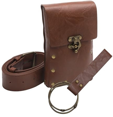 HENGBIRD Mittelalter GüRtel Damen Mittelalter Tasche GüRteltasche Leder Damen Lederbeutel Mittelalter GüRteltasche Mittelalter Accessoires Damens Geeignet FüR Renaissance Cosplay Braun