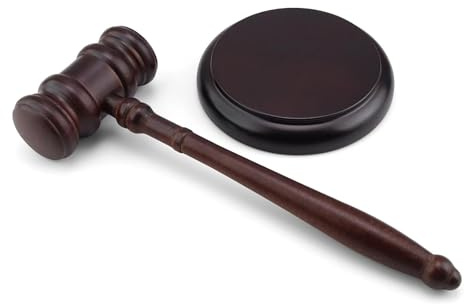 LINTRA Martello D'asta per Giurie con Supporto, Martello da Giudice in Legno, Martello in Legno per Avvocato, per Aule di Tribunale e Aste, Che Rende un Regalo Perfetto per Gli Avvocati