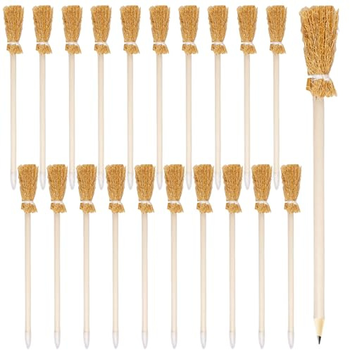 GBKDQQ Set di 20 matite per scopa da strega, matita in legno, manico per scopa multifunzionale, matite in legno, per feste di compleanno magiche, ricompensa scolastica, decorazione di Halloween