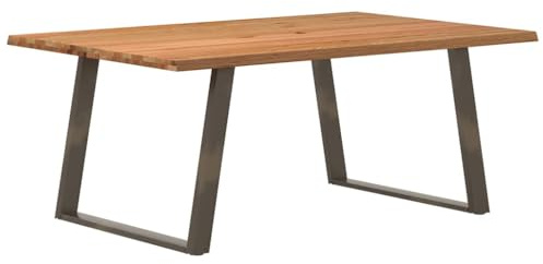 HETFTJN Esstisch 180x120 cm aus massiver Eiche, Naturkante Küchentisch Modern & Robust für Esszimmer, Wohnzimmer, Balkon und Outdoor Küche