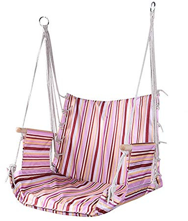 WangLx Swing chair Hängesessel 50x65x50cm Hängestuhl Bis 150 Kg Hochwertiges Oxford-Material Hängematte Inkl. 360° Swivel Hängeschaukel, Pink Stripe