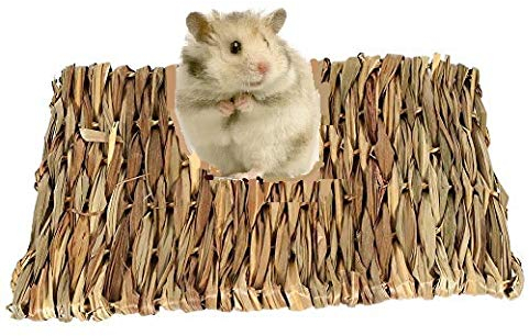 HEEPDD Hay Grass Mat, Handwoven Seagrass Mat Bunny Bedding Nest for Hamster Guinea Pig Rabbit Chinchillas (S)