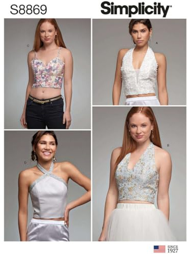 Simplicity Sewing Pattern S8869 Misses' Lined Tops, Paper, White, Various