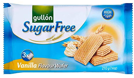 Gullon Sugar Free Vanilla Flavour Wafer Biscuits 6 x 210g Packs
