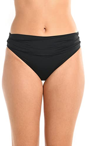 La Blanca Women's Standard Island Goddess Shirred Band Hipster Bikini Swimsuit Bottom, Black, 12