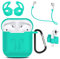 MMOBIEL Custodia Antiurto in Silicone Compatibile con AirPods 1/2 Cover Protettivo Skin 6in1 Set con Clip Ganci per Orecchie Cinturino (Verde)