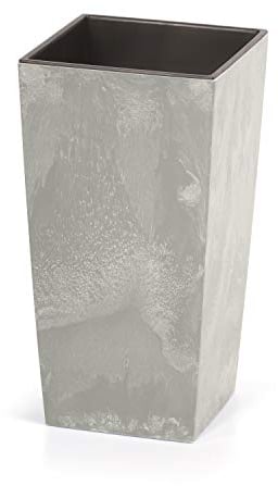 Prosperplast Urbi Square - Maceta de hormigón (265 mm), diseño de hormigón 2 en 1, Incluye Maceta de plástico Rectangular