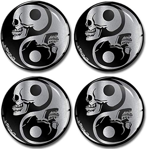 SkinoEu Aufkleber Autoaufkleber für Radkappen Nabenkappen Nabendeckel Radnabendeckel Rad-Aufkleber 65mm Schädel Totenkopf A 8265