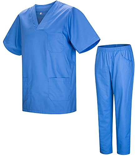 MISEMIYA Unisex Uniforms Scrub Bz-817-8312 Arbeitsbekleidung-Set, Hellblau 21, L (2er Pack)