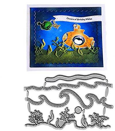 Meereswellen-Stanzformen, Korallen-Algen-Stanzformen, Metall-Prägeschablonen, für Karten, Scrapbooking und DIY-Bastelalbum, Papierkarten, Dekoration