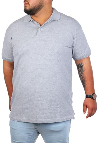 Young & Rich Herren Übergröße Polo Shirt einfarbig Uni Basic Big Size optimierte Moderne Passform, Grösse:4XL, Farbe:Grau - Melange