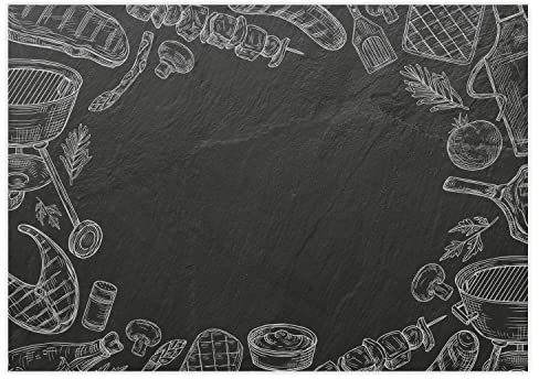 100 Tischunterlagen mit Schieferplatten-Motiv I Grill-Saison I DIN A3 eckig I Platz-Set aus Papier I modernes Design I Einweg Tischset I schwarz weiß I Gastronomie und Haushalt I dv1082