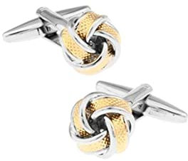 Whoiy Manschettenknöpfe Herren Gold Gravur, Manschettenknöpfe Herren Hochzeit Silber Knoten für Männer Frauen Kostenlose Gravur mit Geschenkbox