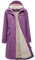 Regenmantel damen gefüttert mit Teddy-Fleece Regenjacke damen wasserdicht mit Kunstfell warm Friesennerz lang PU Windbreaker Regenparka für Winter,Lila,38